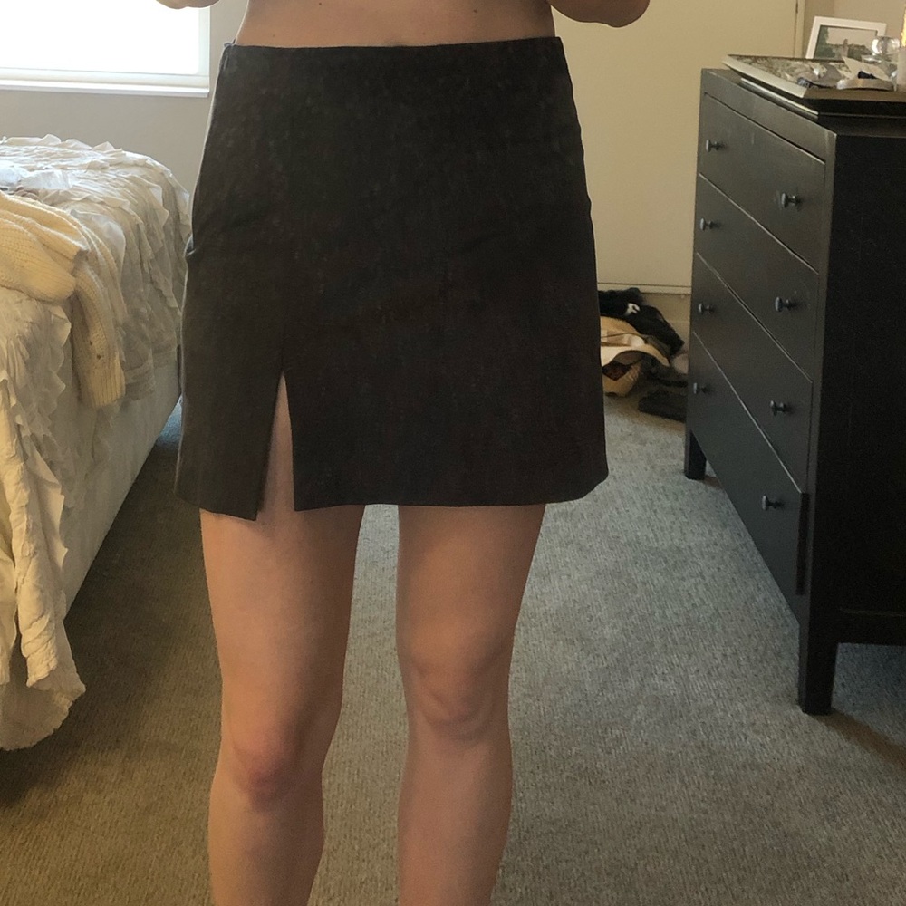 Grey suede high waisted mini skirt